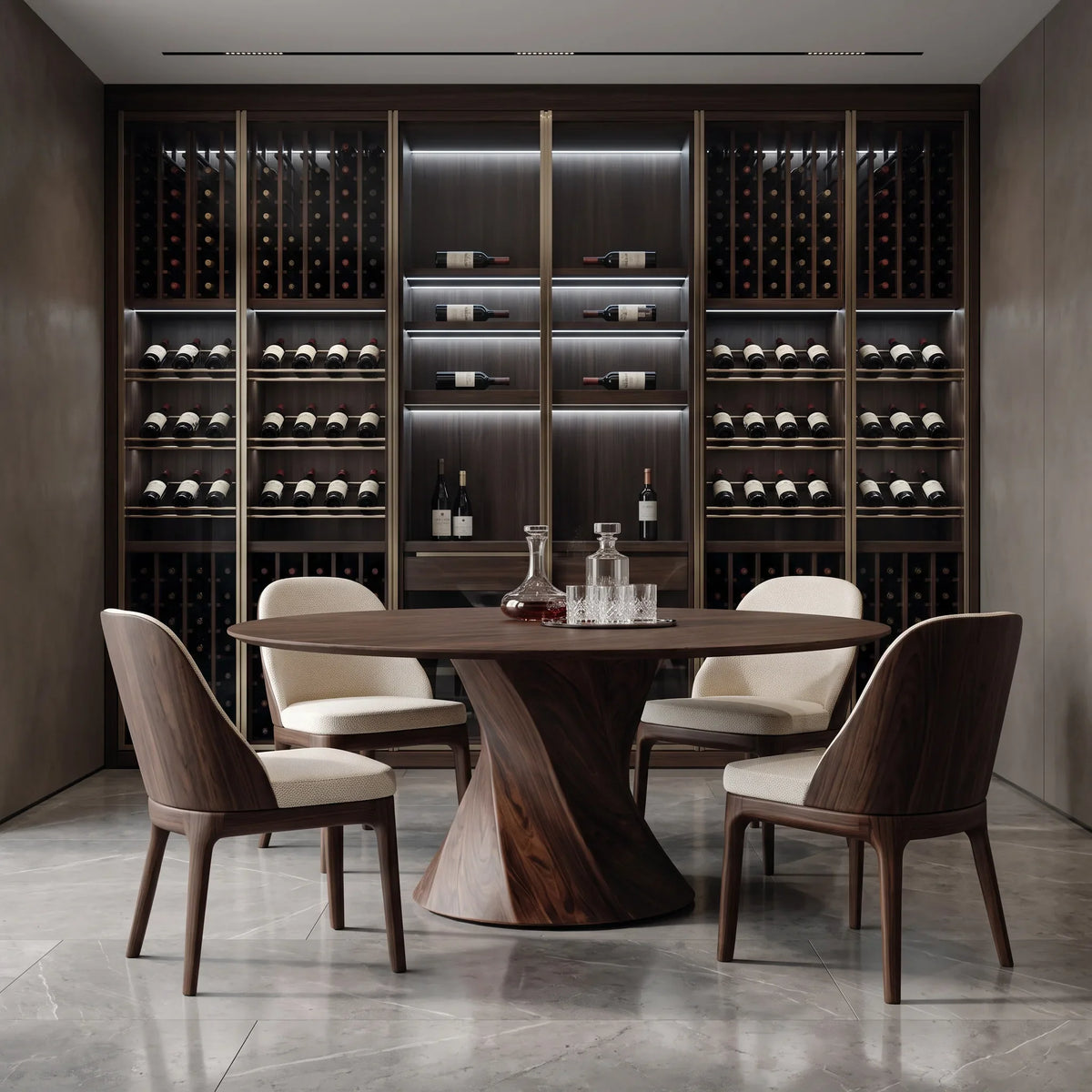 Contemporary Sculptural Round Dining Table For Dining Room