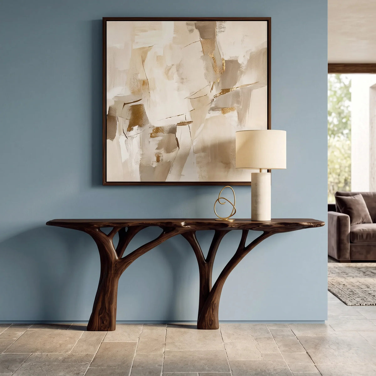 Contemporary Live Edge Console Table For Entryway