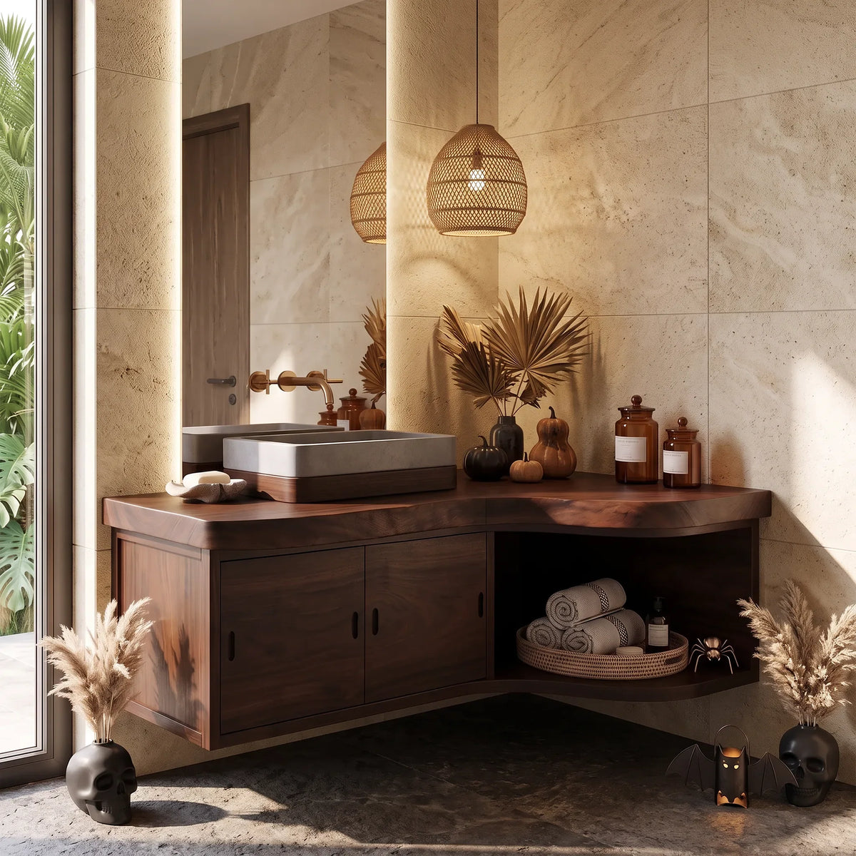 Farmhouse Pumpkin Bathroom Vanity Wellness Room