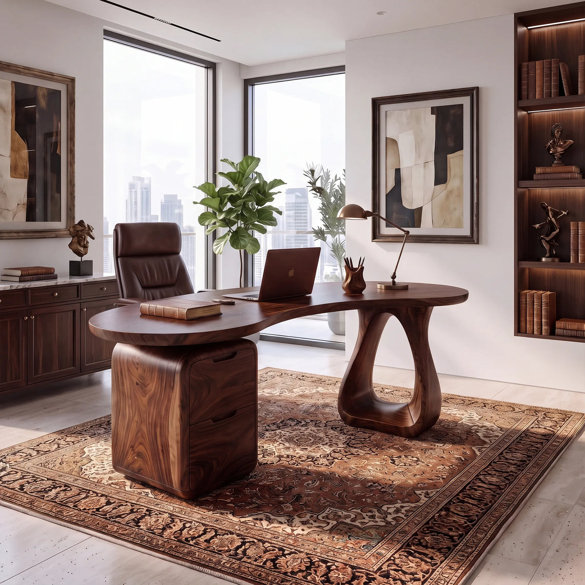 Elegant Office Desk Executive Desk Writing Desk With Rounded Drawers For Executive Office