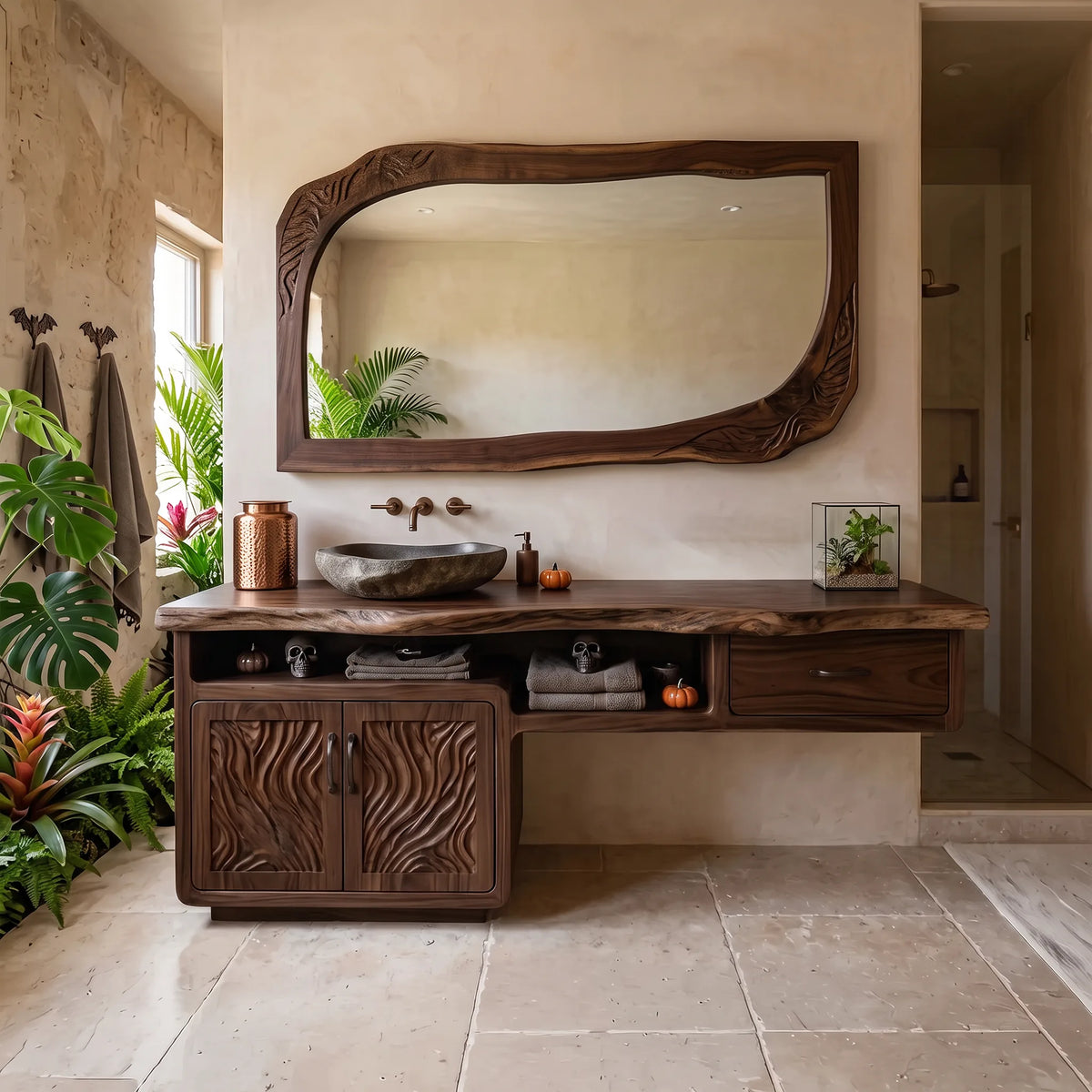 Farmhouse Halloween Storage Bathroom Vanity Luxury Bathroom
