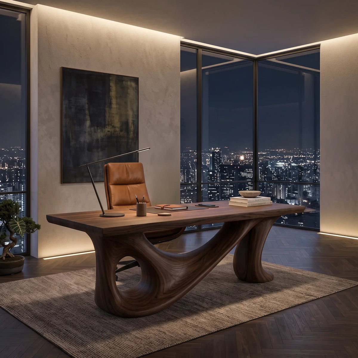 Contemporary Writing Desk Sculptural Base For Designer Office