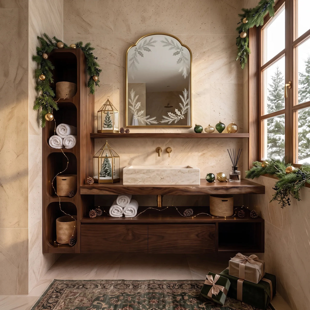 Handcrafted Scandinavian Reindeer Bathroom Vanity Nordic Retreat