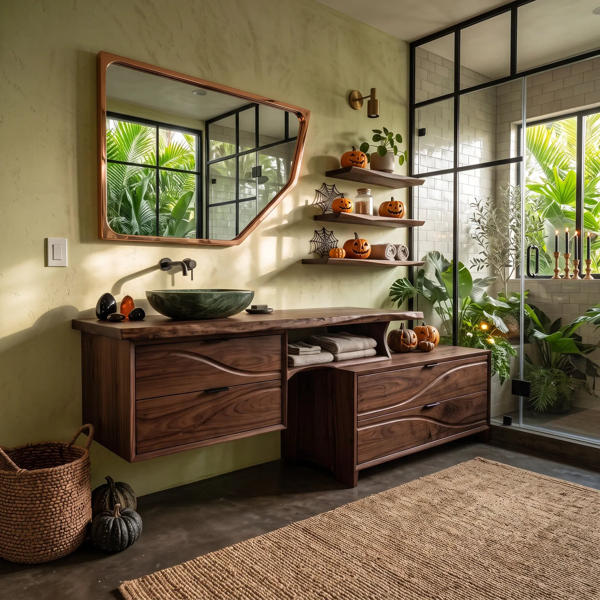 Organic Pumpkin Floating Bathroom Vanity Modern Bathroom