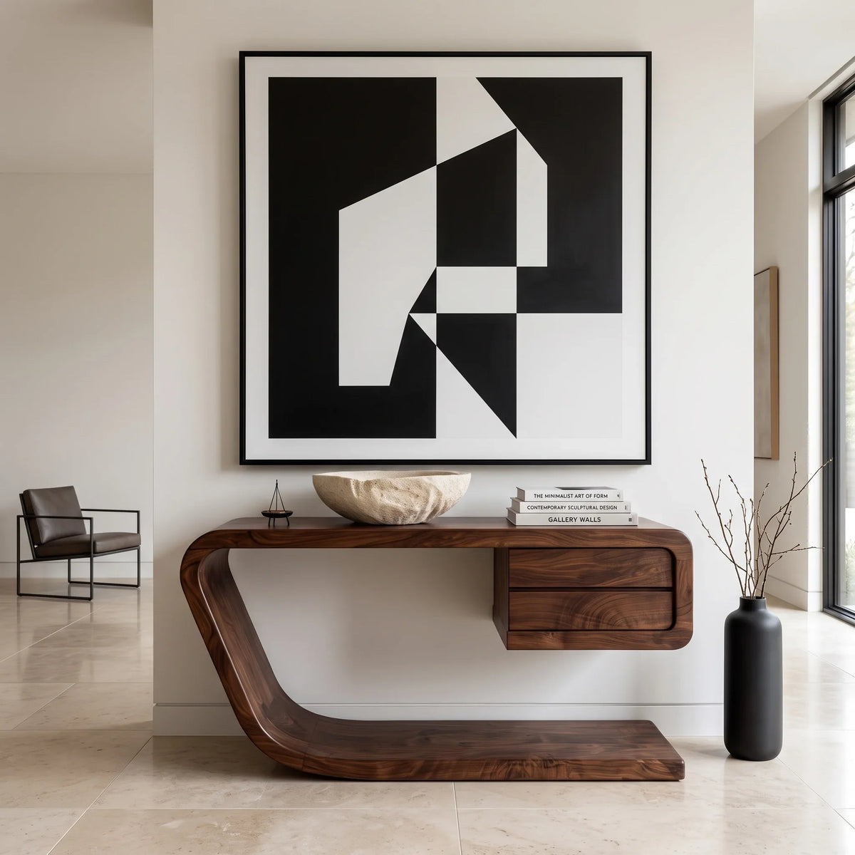 Modern Waterfall Drawer Console Table For Entryway