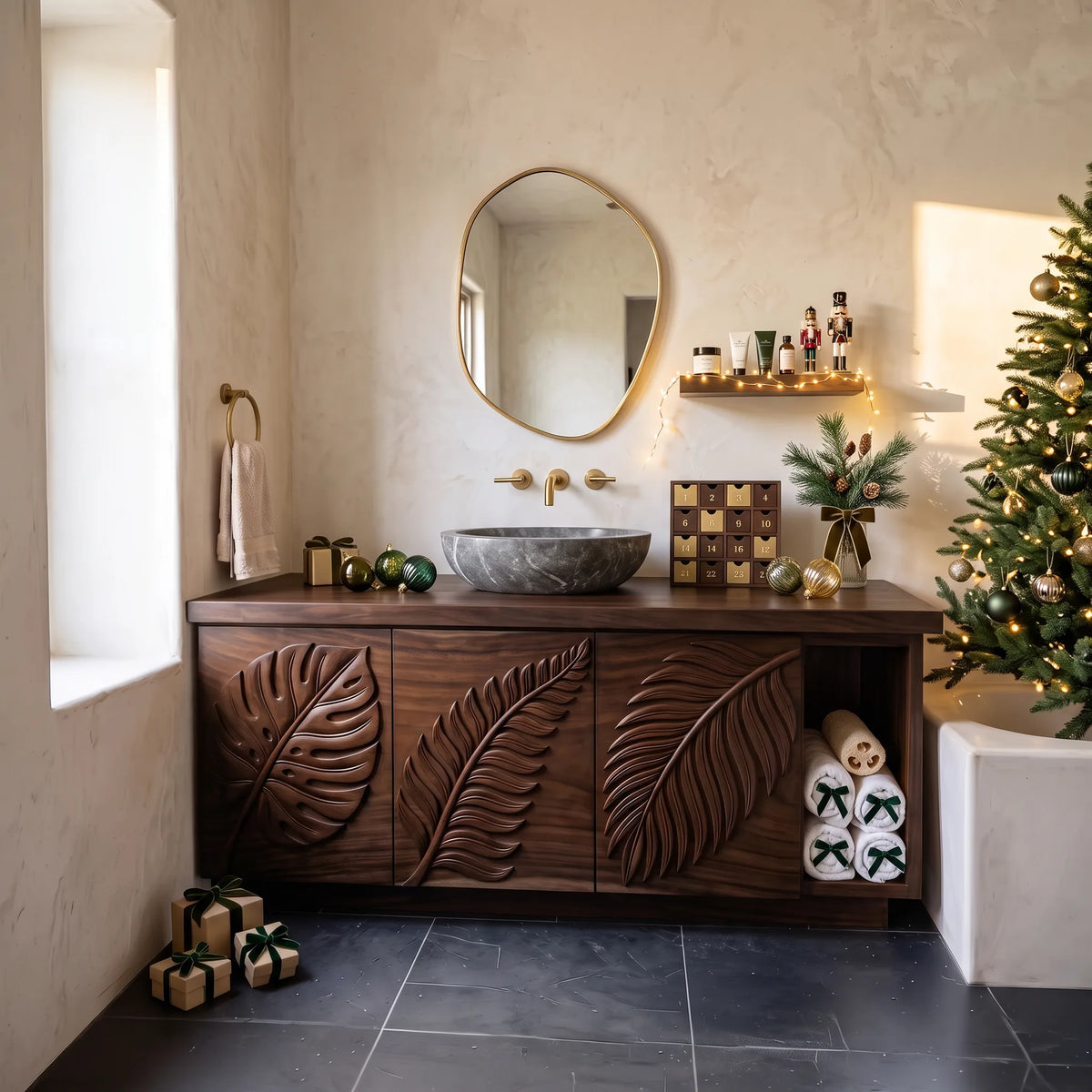 Handcrafted Rustic Xmas Bathroom Vanity Mountain Retreat