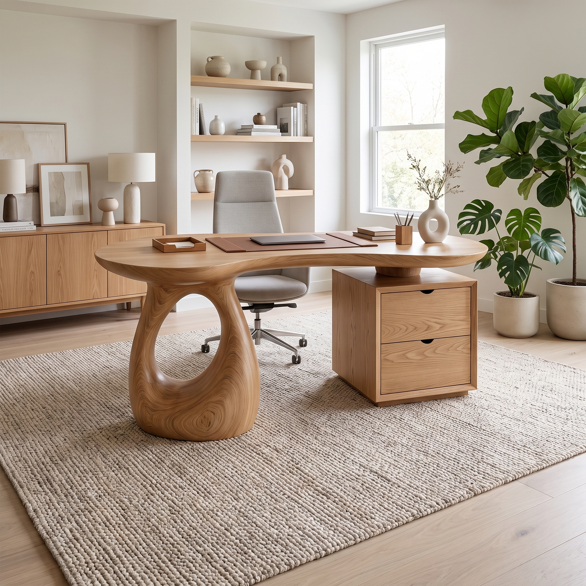 Organic Executive Desk Office Desk Writing Desk Sculptural Open Base For Home Office