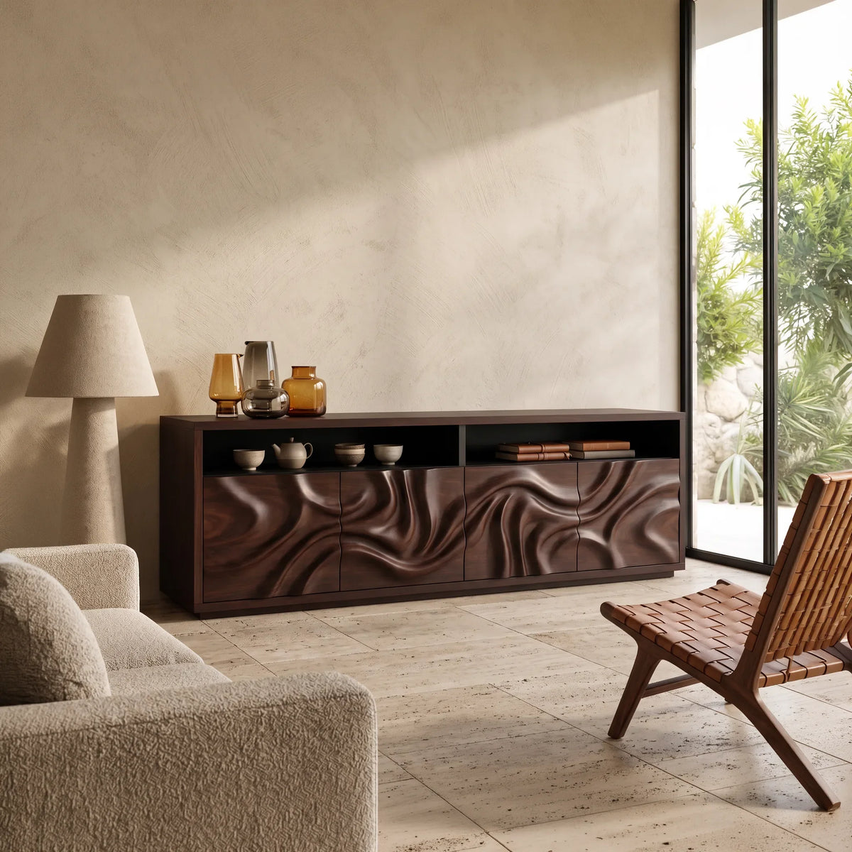 Contemporary Curved Front Buffet Cozy Dining Room