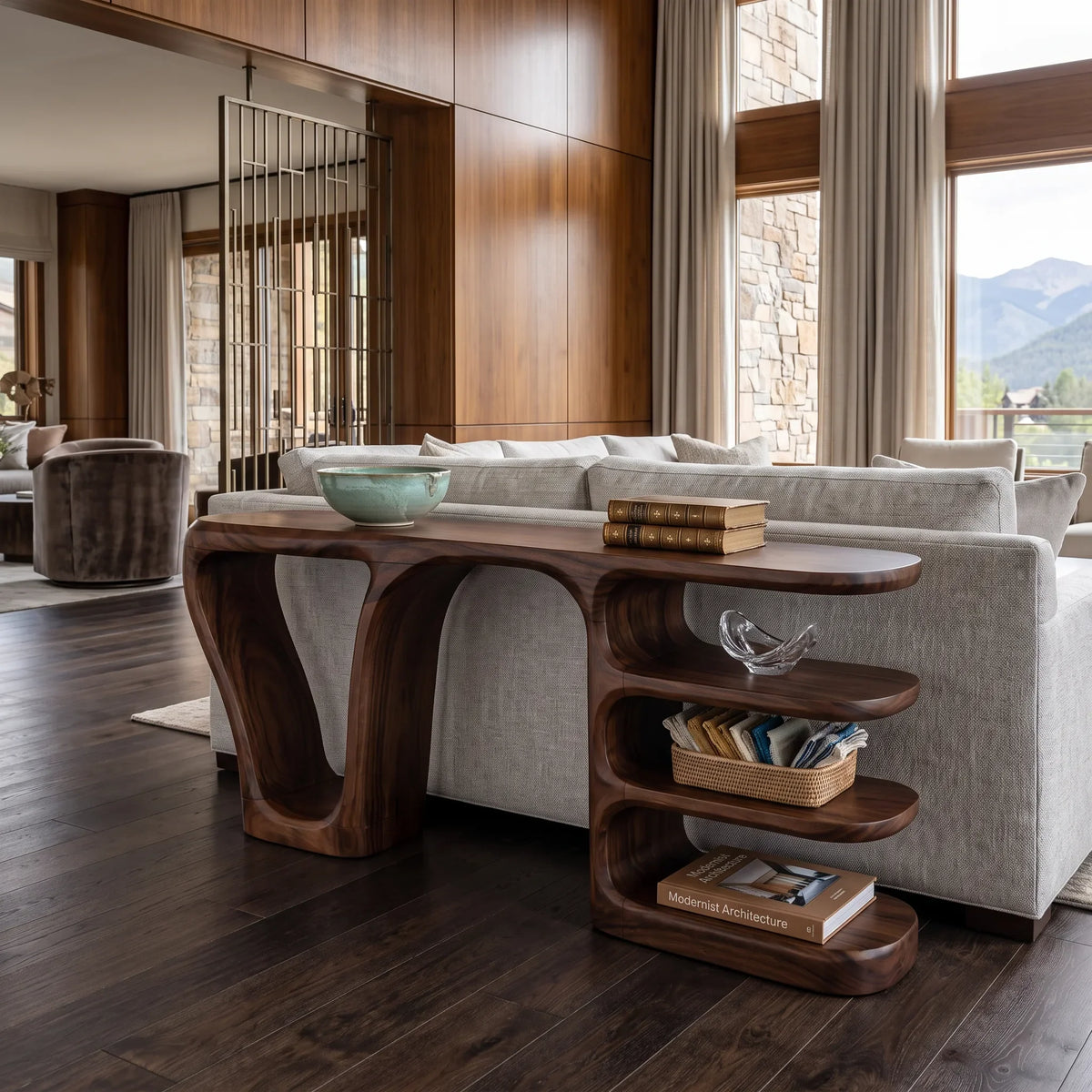 Minimalist Layered Console Table For Living Room
