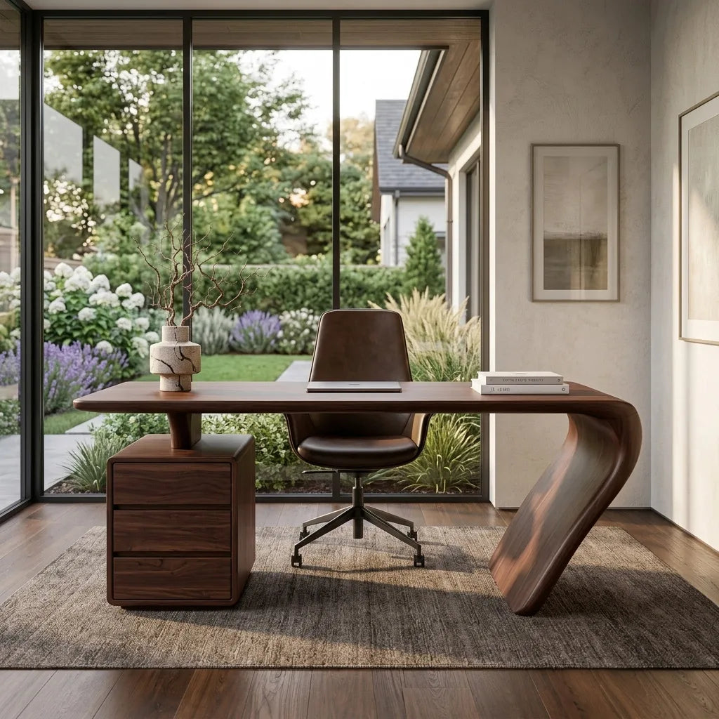 Organic Sculptural Curved Desk For Home Office