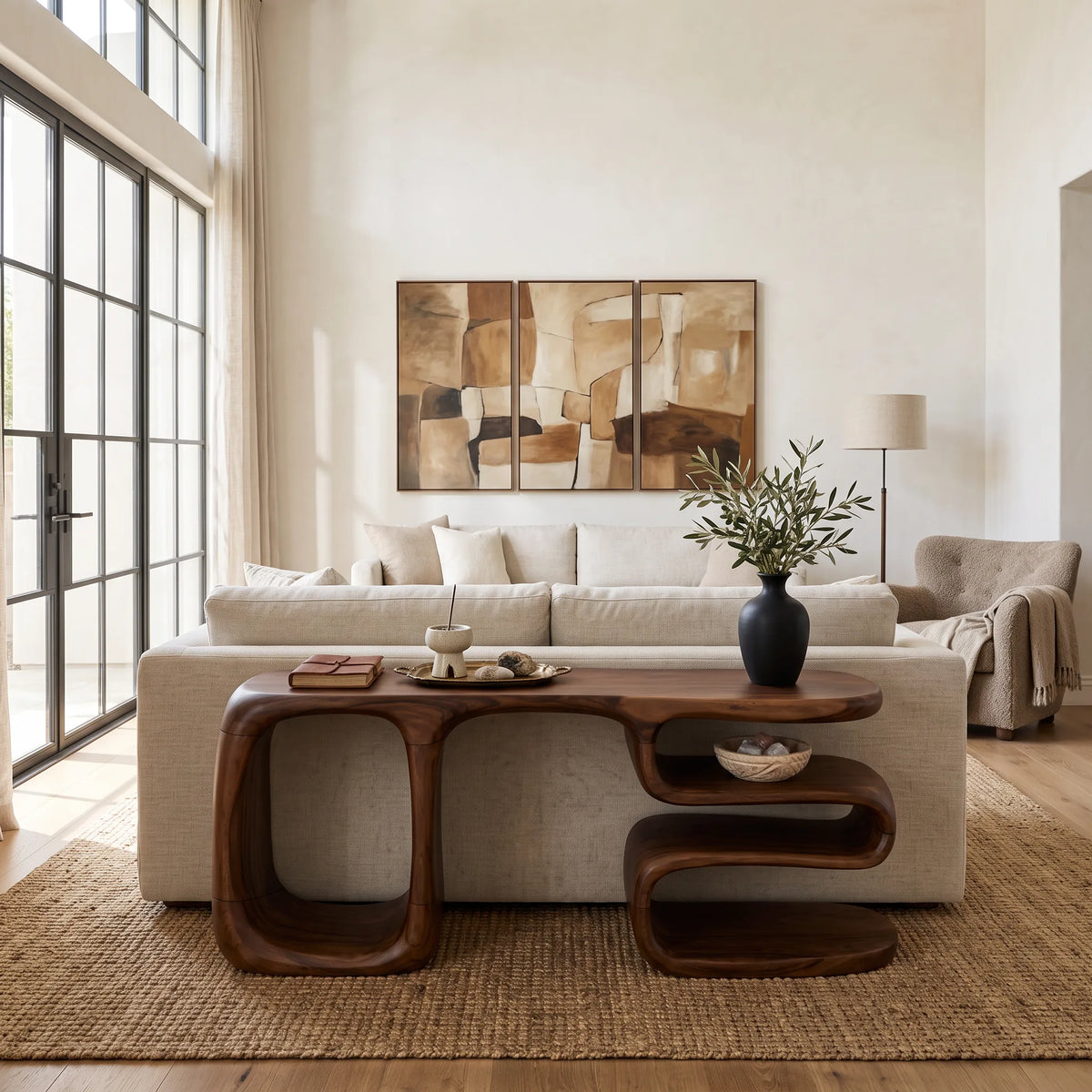 Modern Rounded Cabinet Console For Elegant Entryway