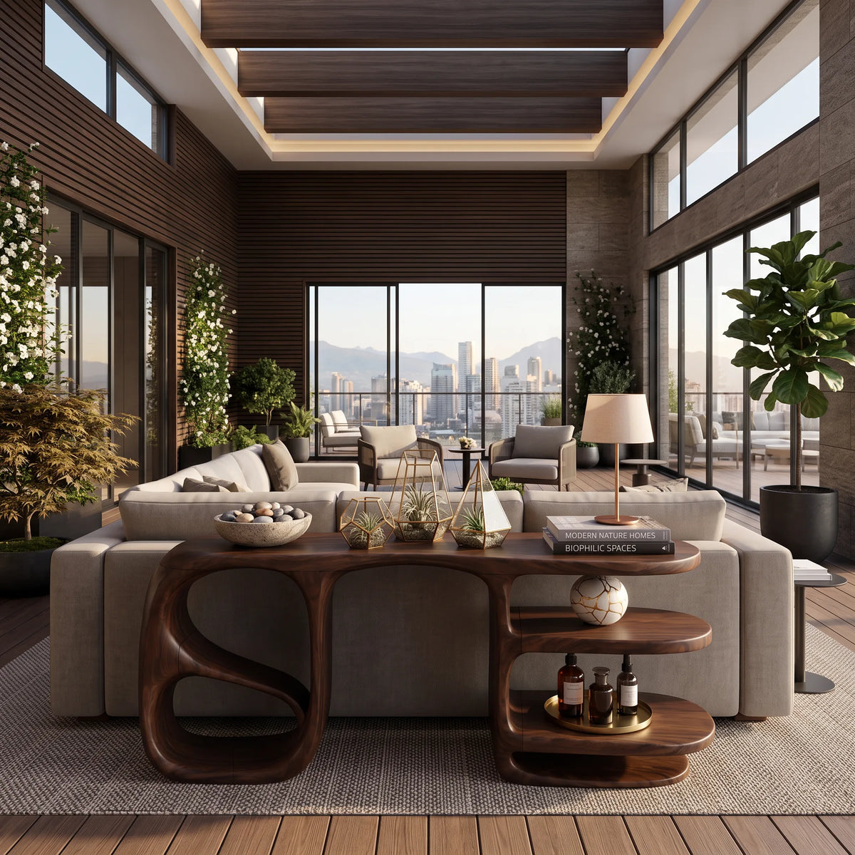 Organic Double Loop Console For Contemporary Living Room
