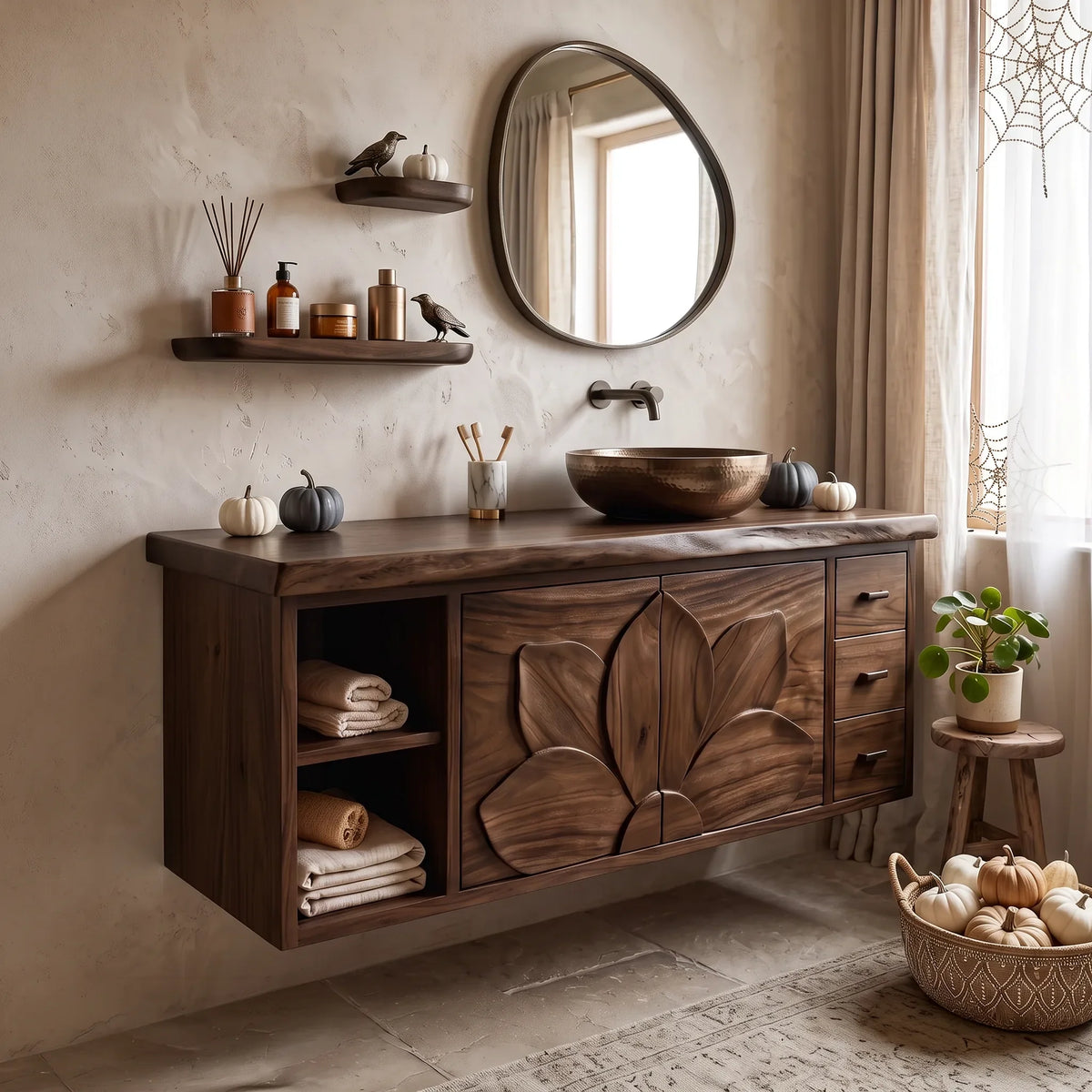 Farmhouse Skull Storage Bathroom Vanity Country Retreat