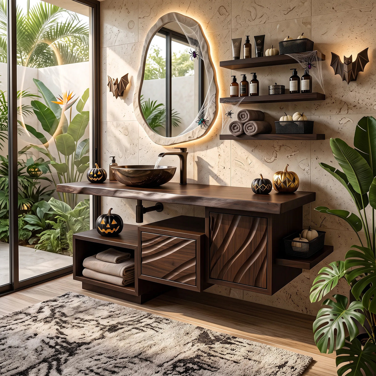 Rustic Skull Floating Bathroom Vanity Spa Bathroom