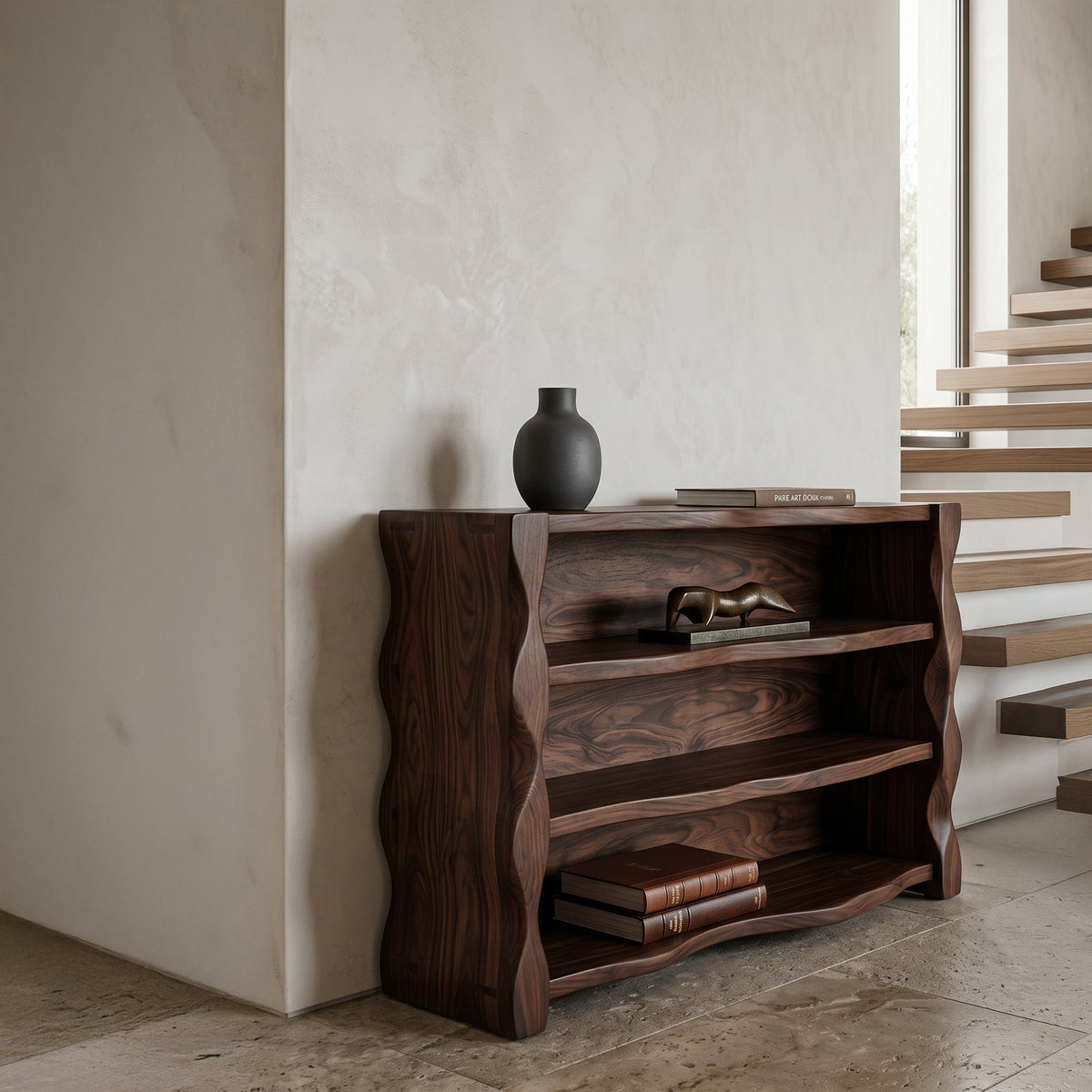 Organic Wavy Console Table With Three Tiers For Interior