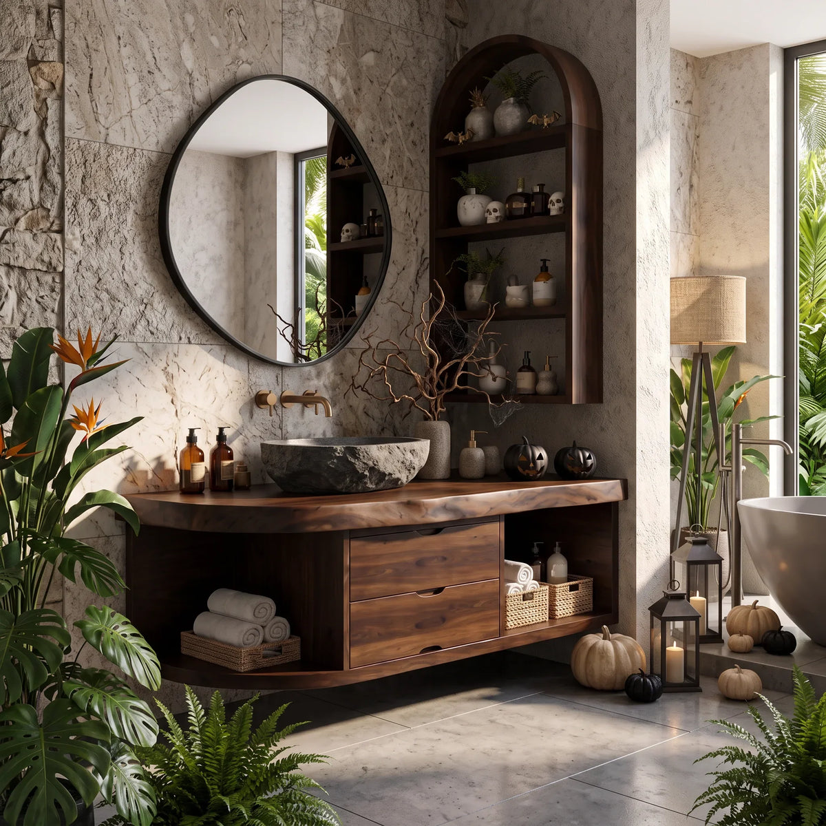 Organic Halloween Floating Bathroom Vanity Modern Bathroom