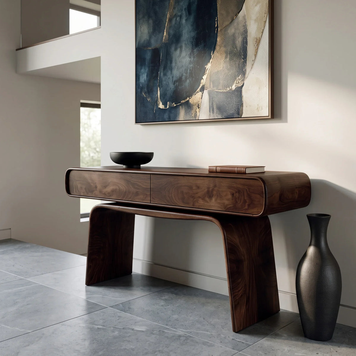 Modern Curved Drawer Console Table For Entryway