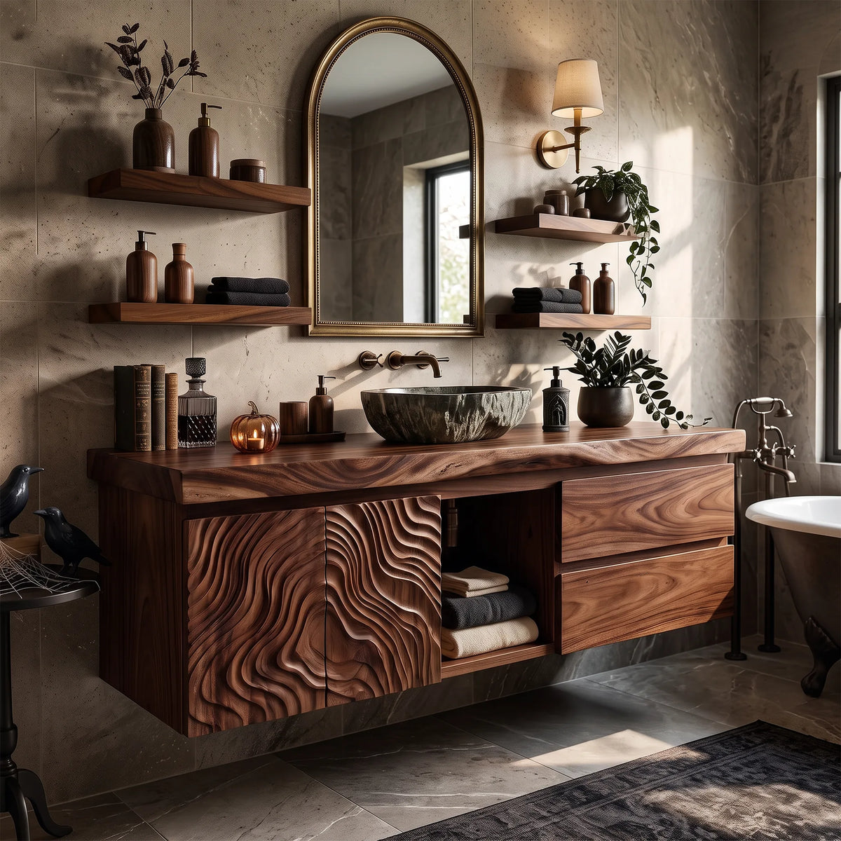 Contemporary Halloween Floating Bathroom Vanity Urban Loft