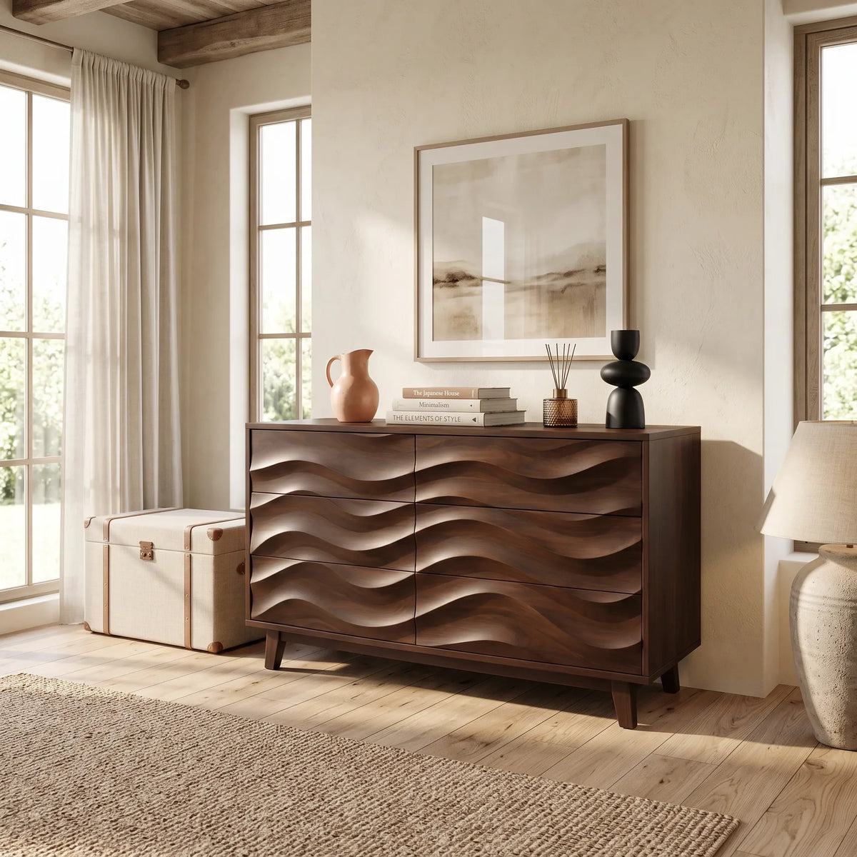 Organic Layered Bedroom Dresser For Cozy Interior