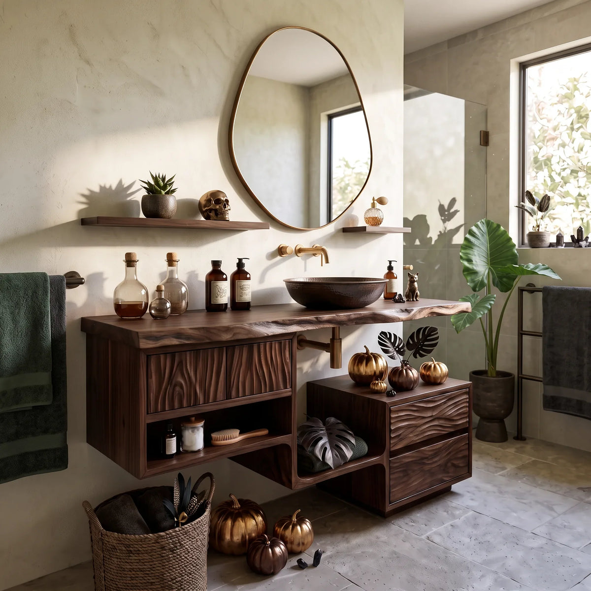 Mid Century Pumpkin Bathroom Vanity Modern Ensuite