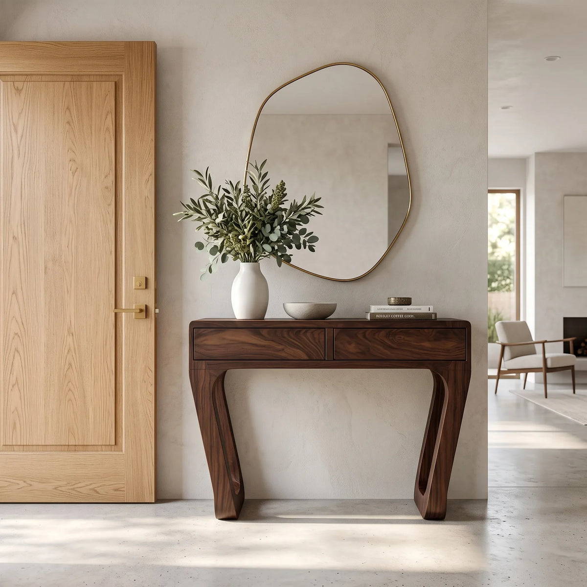 Modern Sculptural Open Leg Console Table For Hallway