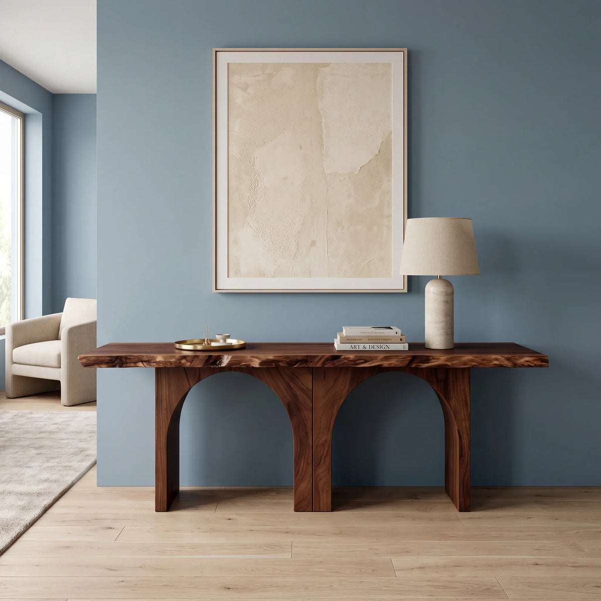 Modern Live Edge Wooden Console Table For Hallway