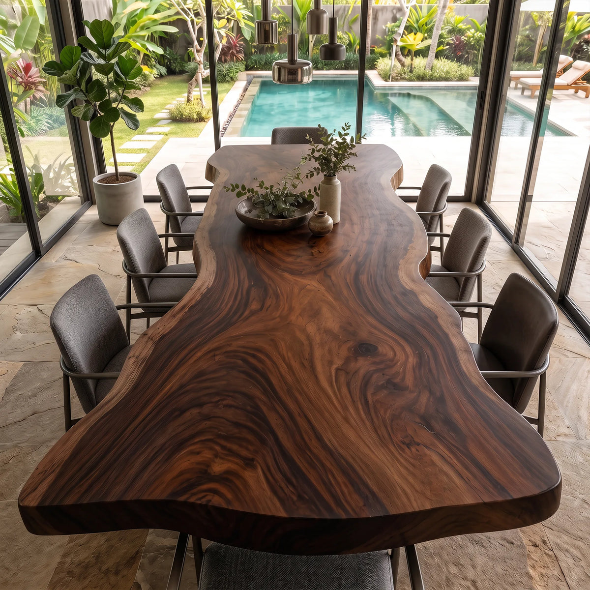 Contemporary Live Edge Wood Table Top Modern Kitchen