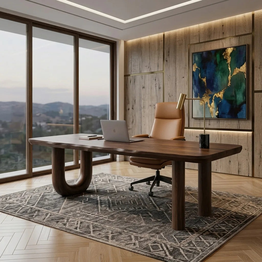 Organic U-Shaped Leg Desk For Home Office