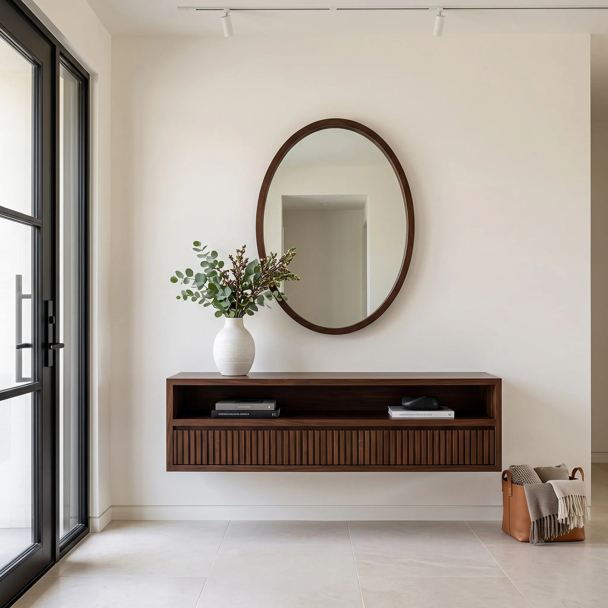 Contemporary Floating Storage Console Table For Hallway