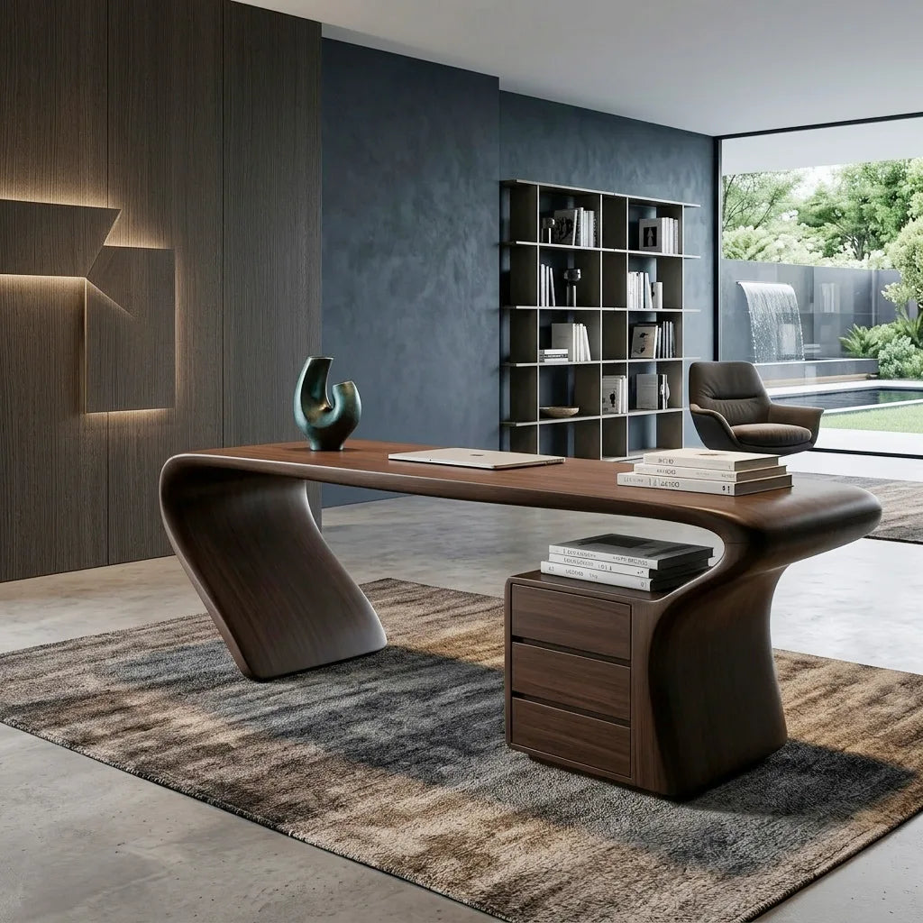 Organic Sculptural Curved Leg Desk For Home Office