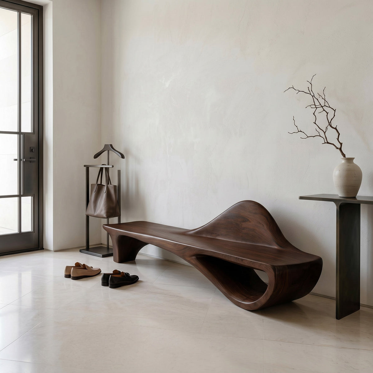 Luxury Curved Backrest Bench For Hallway