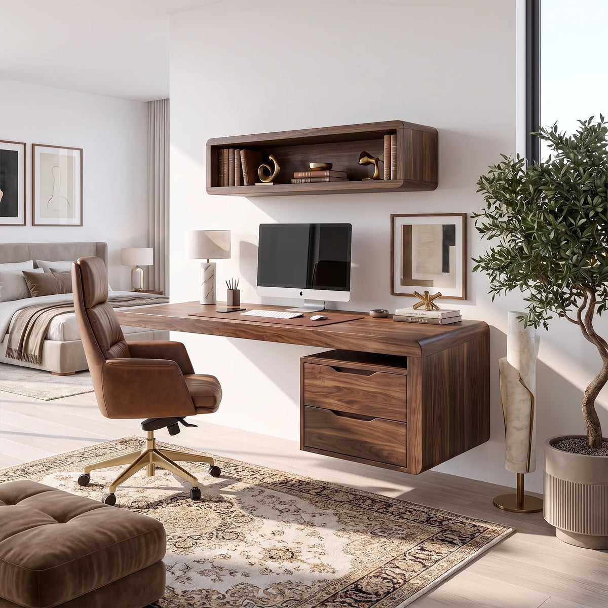 Serene Computer Desk Home Office Desk Office Desk With Drawers Floating Design For Home Office