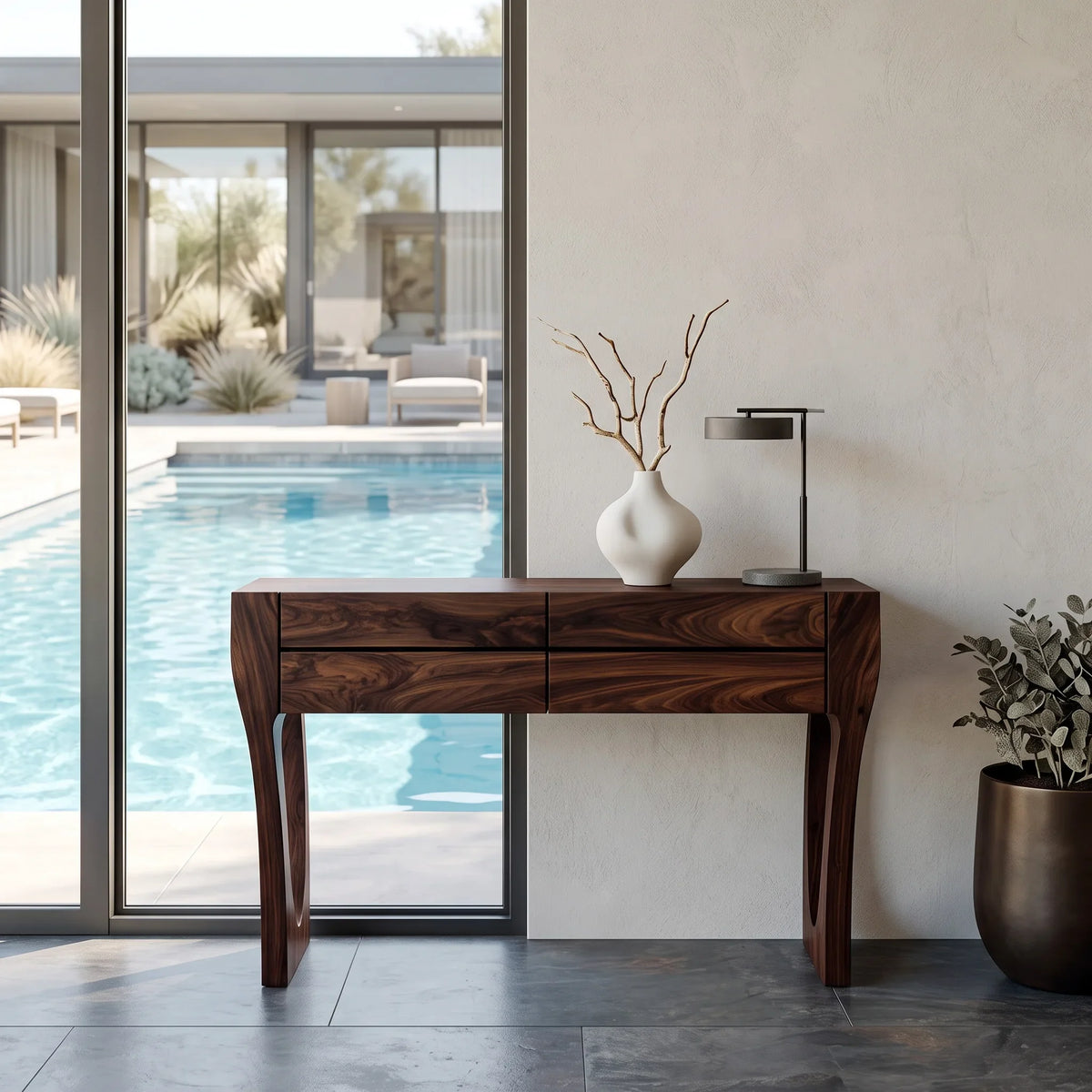 Contemporary Sculptural Drawer Console Table For Hallway