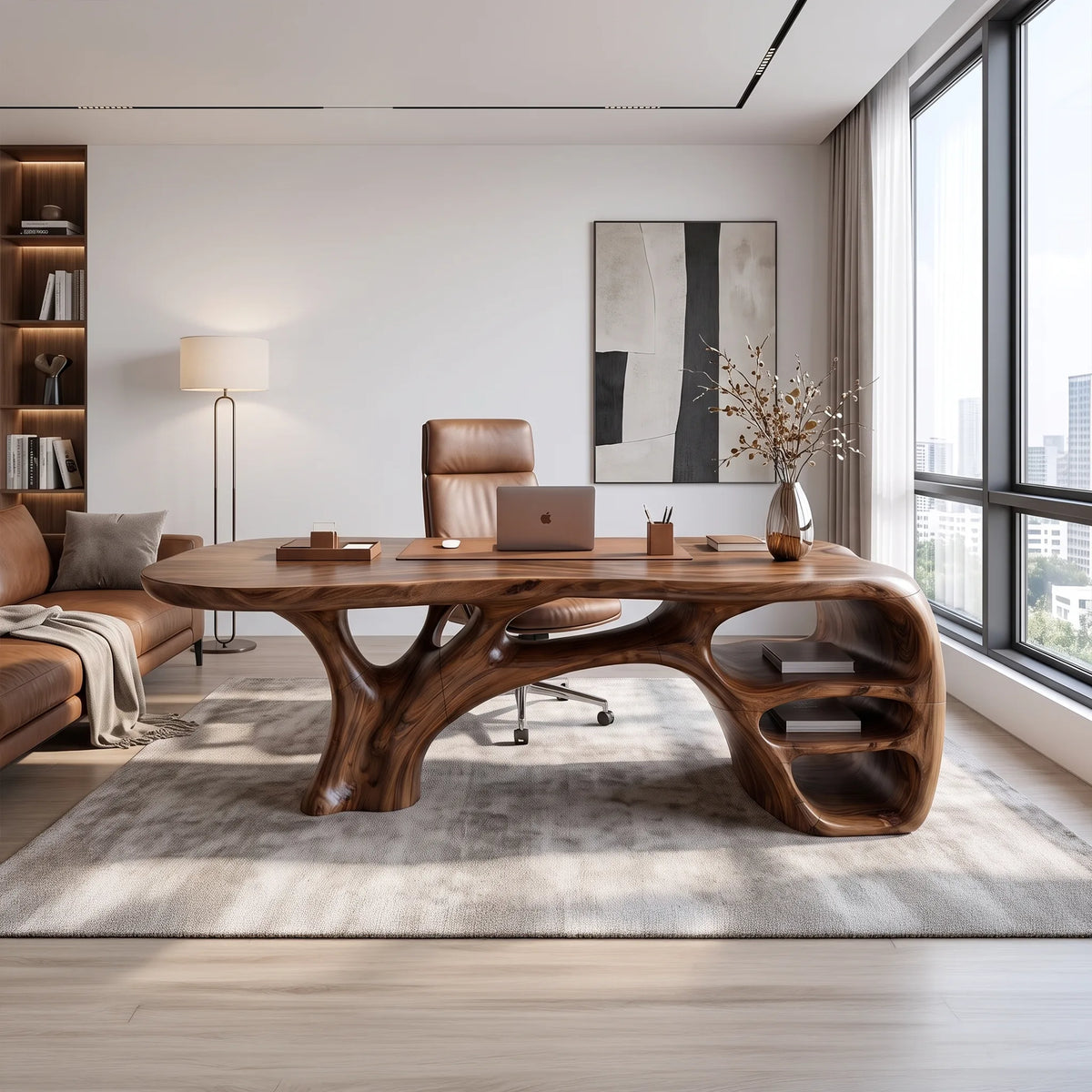 Timeless Executive Desk Office Desk Writing Desk Open Shelves For Home Office