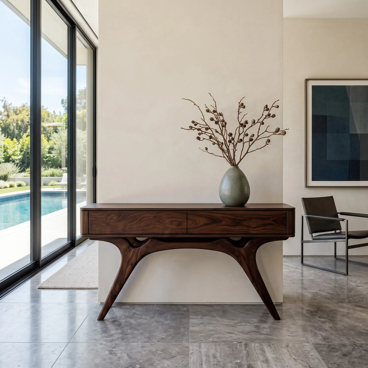 Contemporary Artistic Wooden Console Table For Living Room