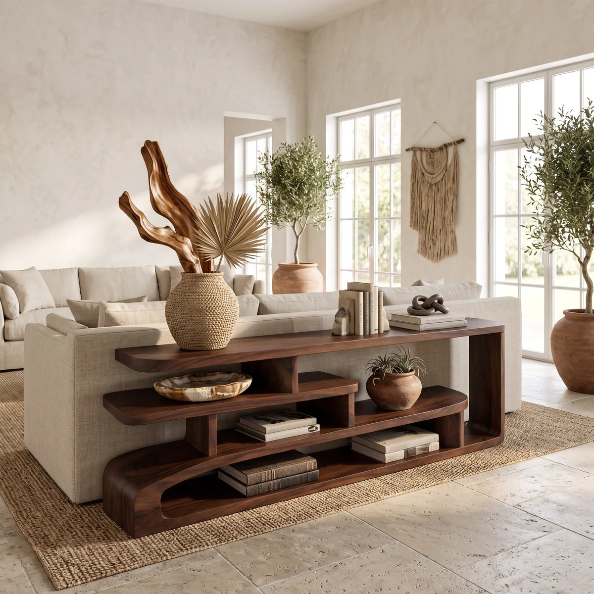 Contemporary Layered Console Table For Modern Hallway