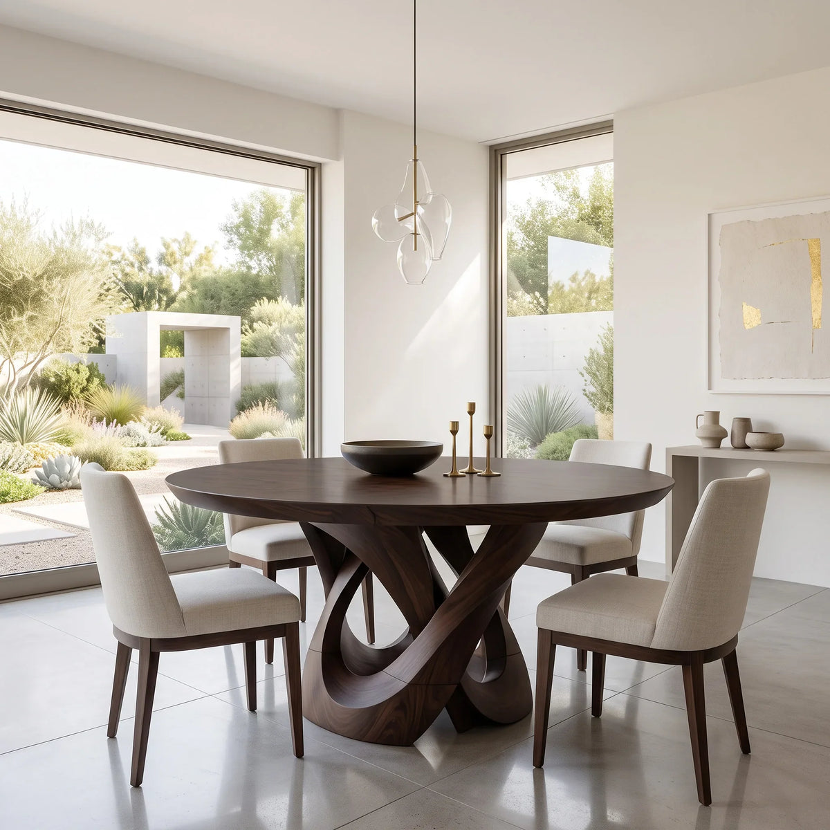 Modern Sculptural Round Dining Table For Dining Room