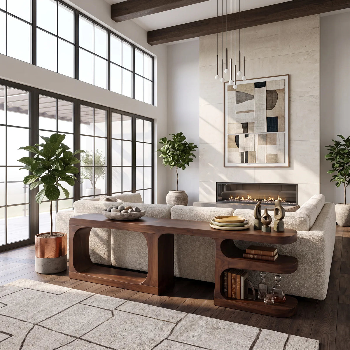 Contemporary Rounded Console Cabinet For Living Room