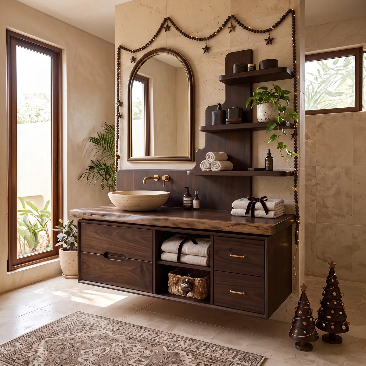 Mid Century Xmas Storage Bathroom Vanity City Apartment