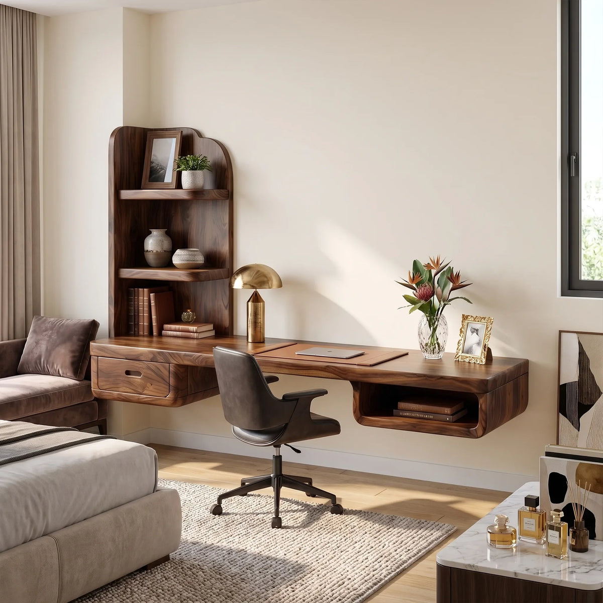Calm Computer Desk Home Office Desk Writing Desk With Tall Shelves For Home Office