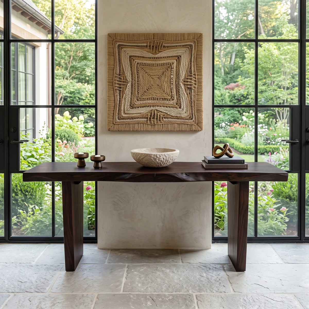 Live Edge Console Table With Slab Top For Entryway