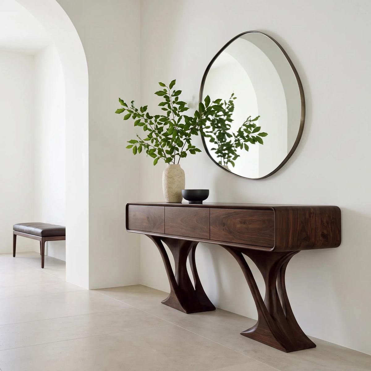 Contemporary Sculptural Drawer Console Table For Living Room