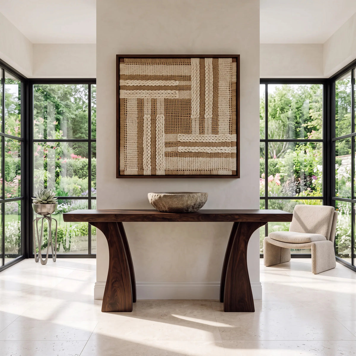 Organic Modern Sculptural Console Table With Curved Legs For Entryway