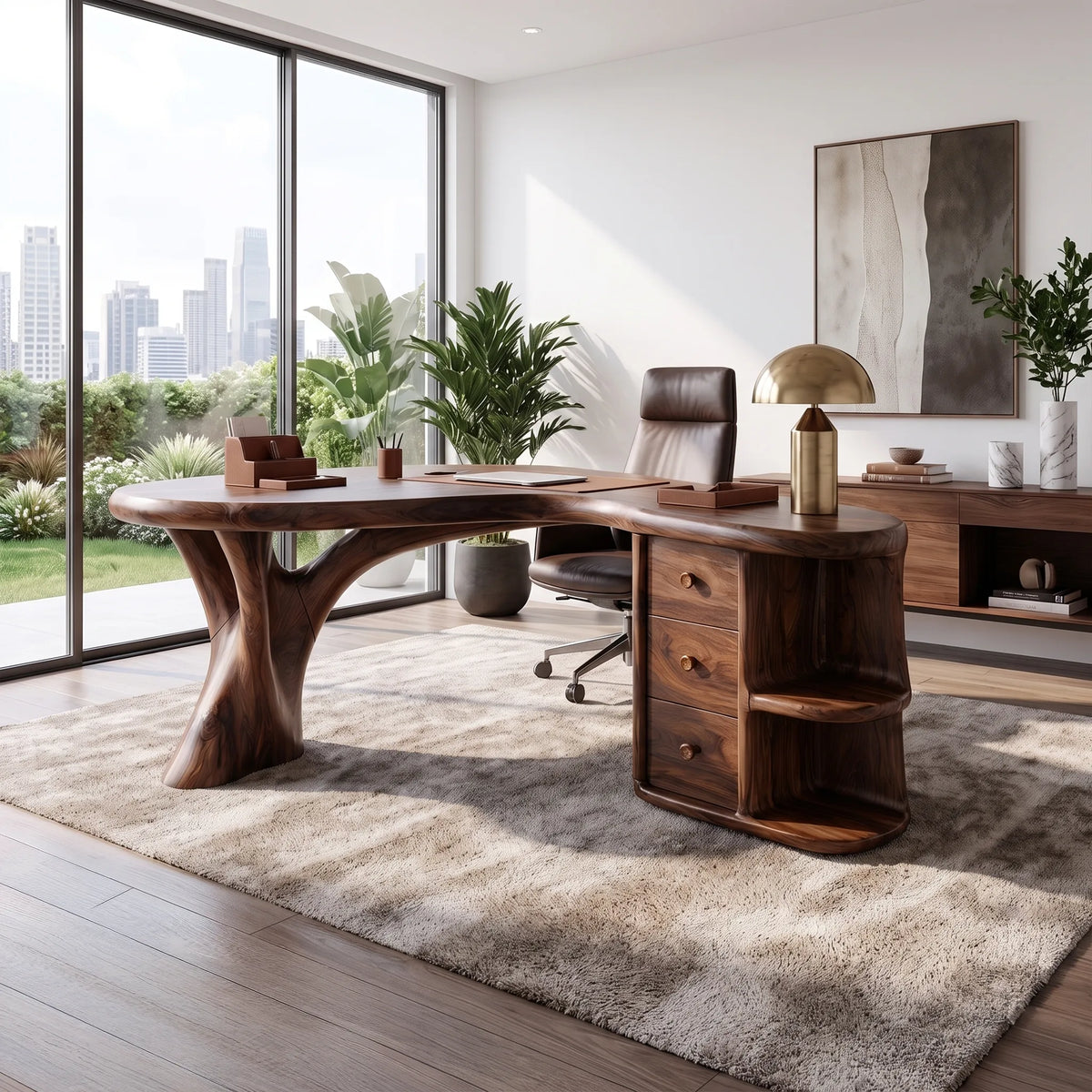 Organic Office Desk Executive Desk Writing Desk With Three Drawers For Executive Office