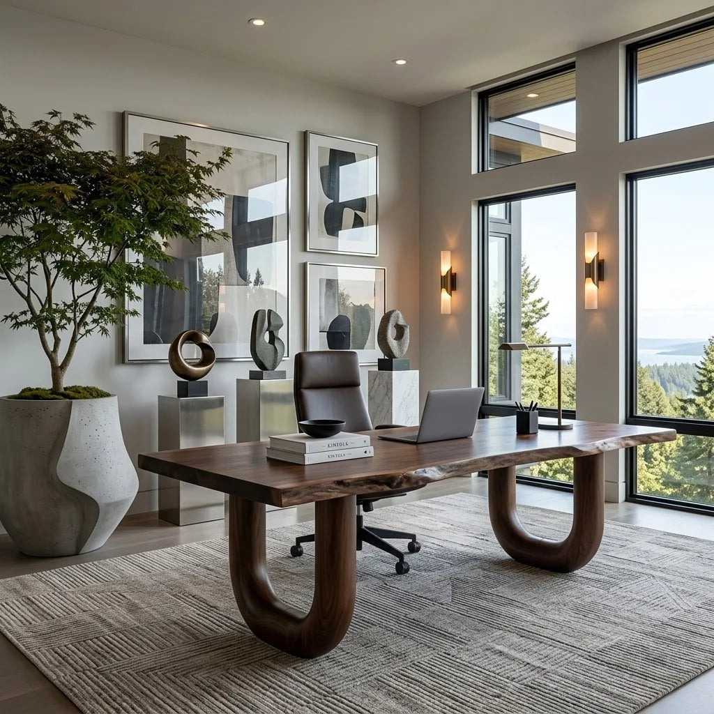 Organic Desk With Rounded U-Legs For Home Office