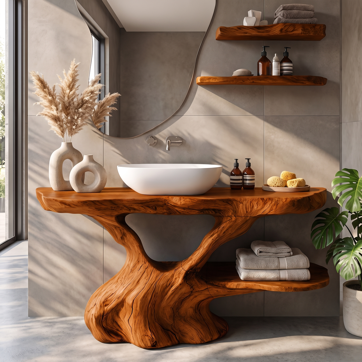 Organic Halloween Bathroom Vanity With Sculptural Tree Root Base For Bathroom