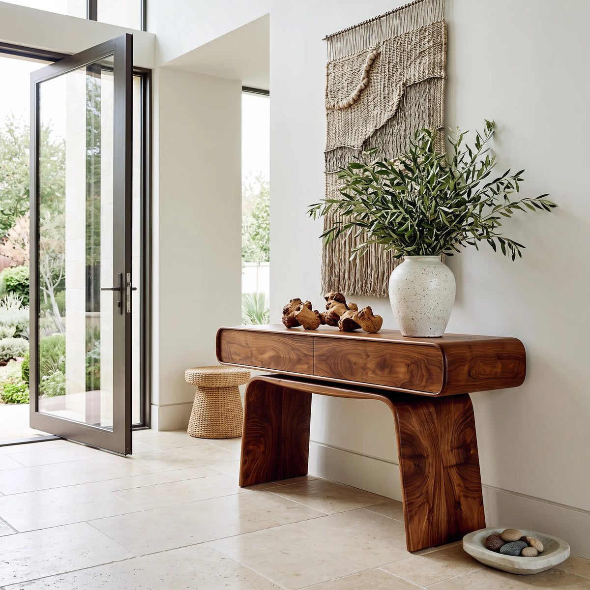 Modern Curved Drawer Console Table For Entryway