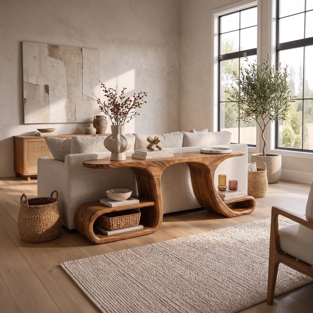 Contemporary Flowing Console Table For Modern Living Space