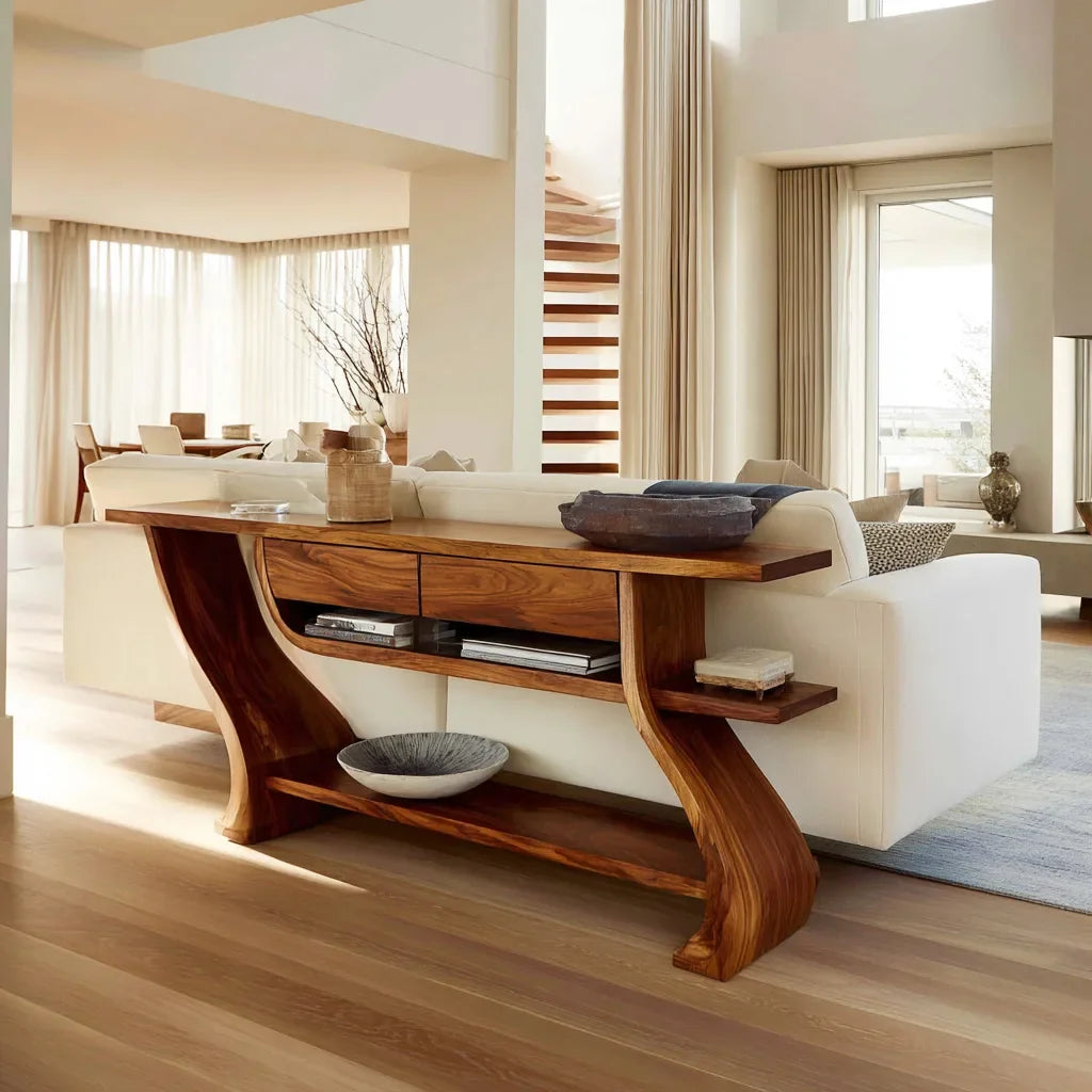 Organic Modern Table Behind Sofa For Living Room