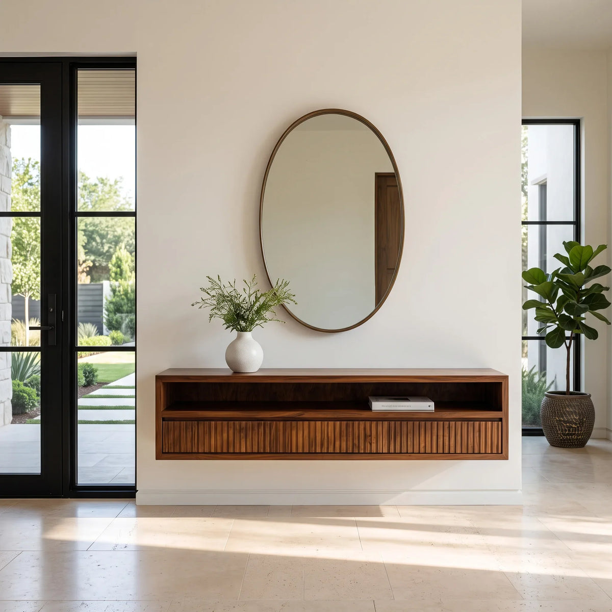 Contemporary Floating Storage Console Table For Hallway